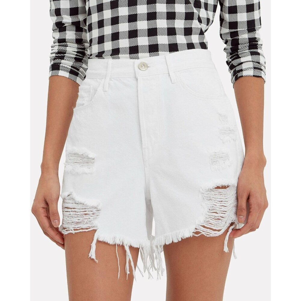 3x1 Blake High Rise Distressed Cotton Shorts Moonstone Size 28 - 2558